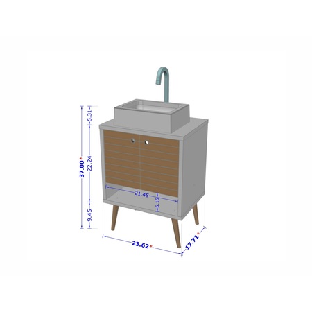 Manhattan Comfort Liberty 23.62 Bathroom Vanity Sink, Rustic Brown and Aqua Blue 239BMC93